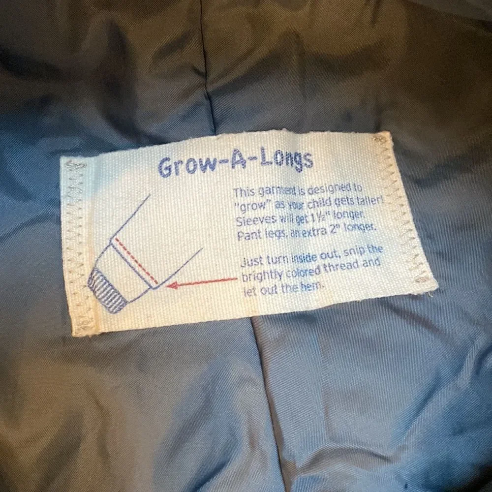Lands' End Blue Squall Snow Pants Iron Knee Grow-a-Long Size 8